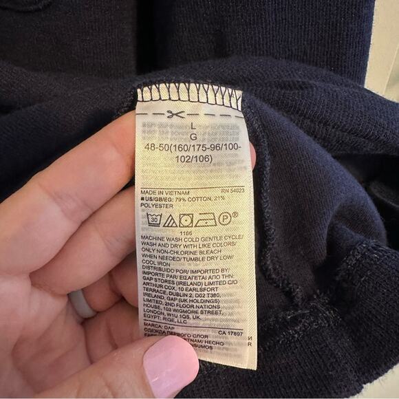 GAP Navy Blue Ribbed Crewneck Knit Long Sleeve Top Large - Picture 5 of 9